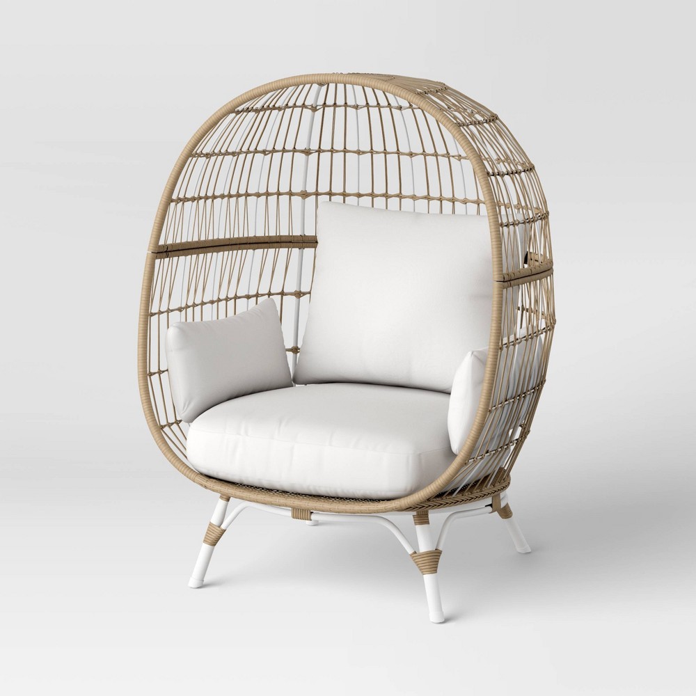 Photos - Garden Furniture Southport Outdoor Patio Accent Egg Chair Natural/White - Threshold™: Wicke