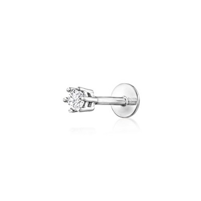 Pure Collection by Ross-Simons Diamond-Accented Single Flat-Back Stud Earring in Sterling Silver