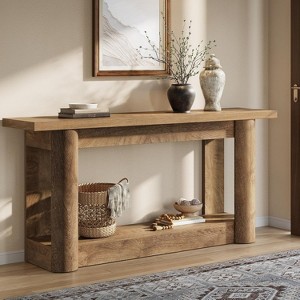 Tribesigns 63"Farmhouse Console Table, Narrow Long Sofa Table Behind The Couch, 2-Tier Storage Entryway Furniture for Living Room - 1 of 4