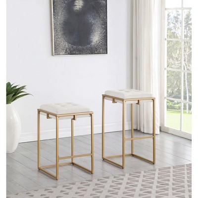 Square Tufted Cushion Bar Stools (Set of 2), Elegant for Modern and Classic Interiors