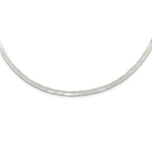 Black Bow Jewelry 3.5mm Sterling Silver Hammered Slip On Neck Collar, 14 Inch - 1 of 3