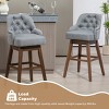 Bar Stools Counter Height Chairs Set Of 2 ,Kitchen Chairs 360 Degree Swivel Wood Legs,Dining Chairs Linen Fabric With Footrest-Cuddlewood - 4 of 4