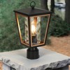 LNC Hewifda  15.7-in Black and Gold with Textured Glass Modern Outdoor Light Lamp Posts - 2 of 4