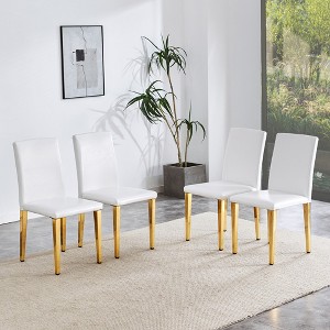 Set of 4 PU Backrest Dining Chairs with Metal Legs for Minimalist and Modern Home Styles, 16.2*18.5*34.6in - 1 of 4