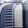 Evo Bytes Navy Orange Stripe Reversible Cotton Quilt Bedding Set - Twin - 4 of 4