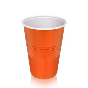 True Orange Party Cups, Disposable Cups, Drink Cups for Cocktails and Beer, 16 Ounce Capacity, Plastic, Orange, Set of 50 - 1 of 3