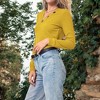 Anna-Kaci Women's Long Sleeve Knit Top with Asymmetrical Button Detail and Ribbed Texture - 3 of 4