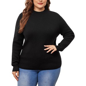 Agnes Orinda Women's Plus Size Crew Neck Long Sleeve Basic Casual Knit Pullover Sweaters - 1 of 4
