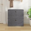 VECELO Folding Storage Ottoman Bench, End of Bed Linen Fabric Foot Rest Stool with Padded Seat, Large Footstool for Bedroom or Living Room - 4 of 4