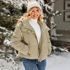 Women's Cozy Khaki Puffer Jacket with Front Zipper Warm Winter Essential - Cupshe - 3 of 4