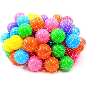 JuzToys [Phthalate Free] 100pcs Plastic Balls for Ball Pit – Crush Proof Ball Pit Balls for Kids, 7 Vibrant Colors Play Balls for Toddlers - 1 of 4