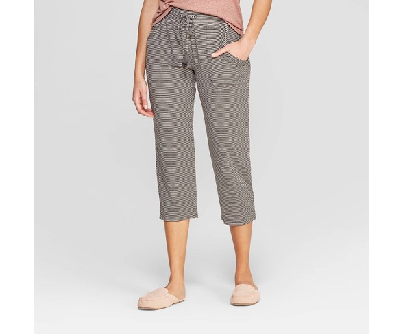 Women's Striped Beautifully Soft Crop Pajama Pants - Stars Above&#153; Gray XS