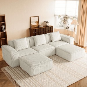 Whisen Modular Sofa Bed - Oversized, Convertible, Soft Corduroy Cloud Velvet Fabric, Two Person Combination - 1 of 4