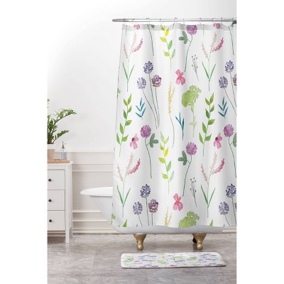 Emanuela Carratoni New Floral Romance Memory Foam Bath Mat White - Deny Designs