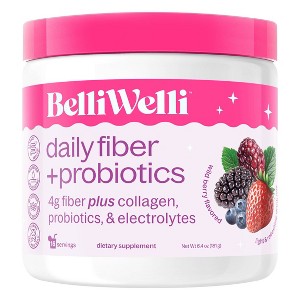 BelliWelli Fiber, Probiotics, Collagen, Electrolyte, Powder - Wild Berry - 16 servings - 1 of 4