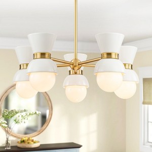 Rennnsan Molisse 27"W 5-Light Bubble Mid-Century Modern Dimmable Chandelier in White - 1 of 4