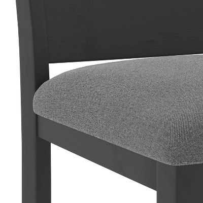 Allbritton Keyhole Black Wood Counter Height Stool with Dove Gray Seat