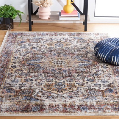 Astoria Ivory and Blue Rust Rectangular Synthetic Area Rug