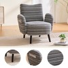 Gulches Modern Minimalist Sanded Fabric Armchair Ergonomic Backrest Side Storage Pocket Solid Wood Legs Anti Slip Comfortable Reading Chair Gray - 2 of 4
