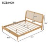 Queen Size Platform Bed with LED Light and Rattan Headboard, Antique Natural/Antique Espresso-ModernLuxe - 3 of 4