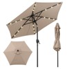 Costway 7.5 ft Solar Powered Patio Umbrella with LED Lights Push Button Tilt Crank Handle Beige/Gray/Navy/Black/Brown/Red - 2 of 4