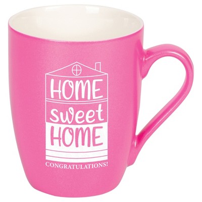 Elanze Designs 10 Ounce Ceramic Decorative Laser Engraved Giftable Novelty Tea Coffee Cup Mug Princess Pink Home Sweet Home Congratulations!