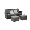 Compact 3-Pc Outdoor Set: Wicker Sofa + Dual Ottomans – Space-Saving for Small Backyards - 3 of 3