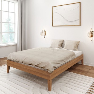 Pecan Pine Full Platform Bed Frame with Slats
