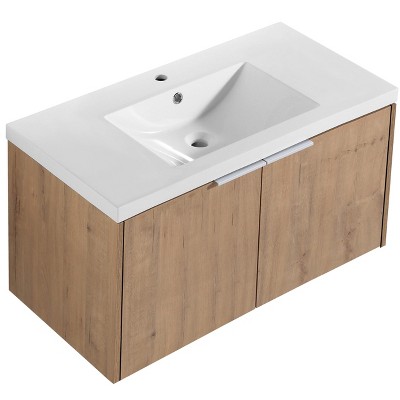 Dolonm Floating Bathroom Vanity with Sink,Soft-Close Doors,Eco-Friendly Paint-Free Board,Modern Design for Small Spaces-Fully Assembled