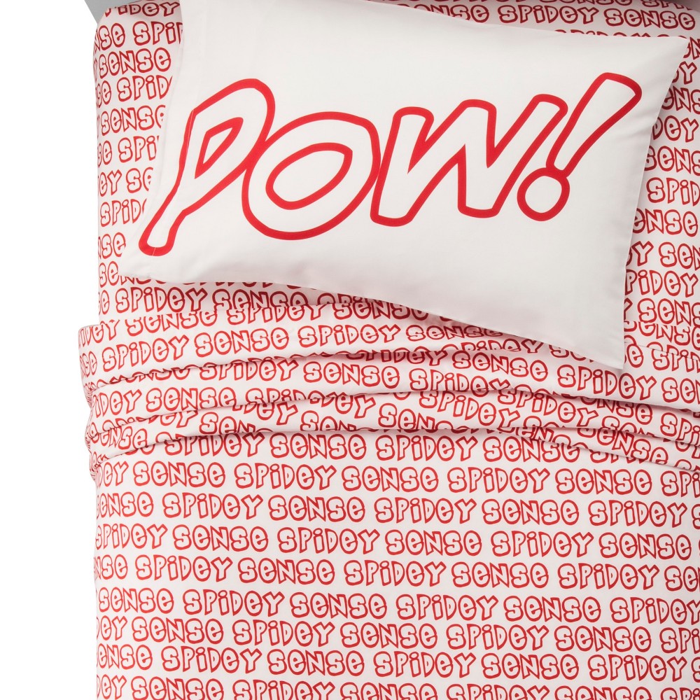 Spider-Man White & Red Sheet Set (Full) 4pc, Red White