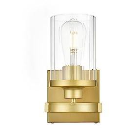 Elegant Lighting Saanvi 1 light Brass and Clear Bath Sconce