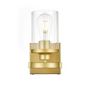 Elegant Lighting Saanvi 1 light Brass and Clear Bath Sconce - 1 of 4