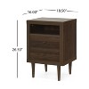KWPZQEB Night Stand, Nightstand with 2 Drawer & Open Shelf, Mid-Century End Table with Wooden Handle, Wooden Flie Cabinet for Bedroom, Small Spaces - 4 of 4