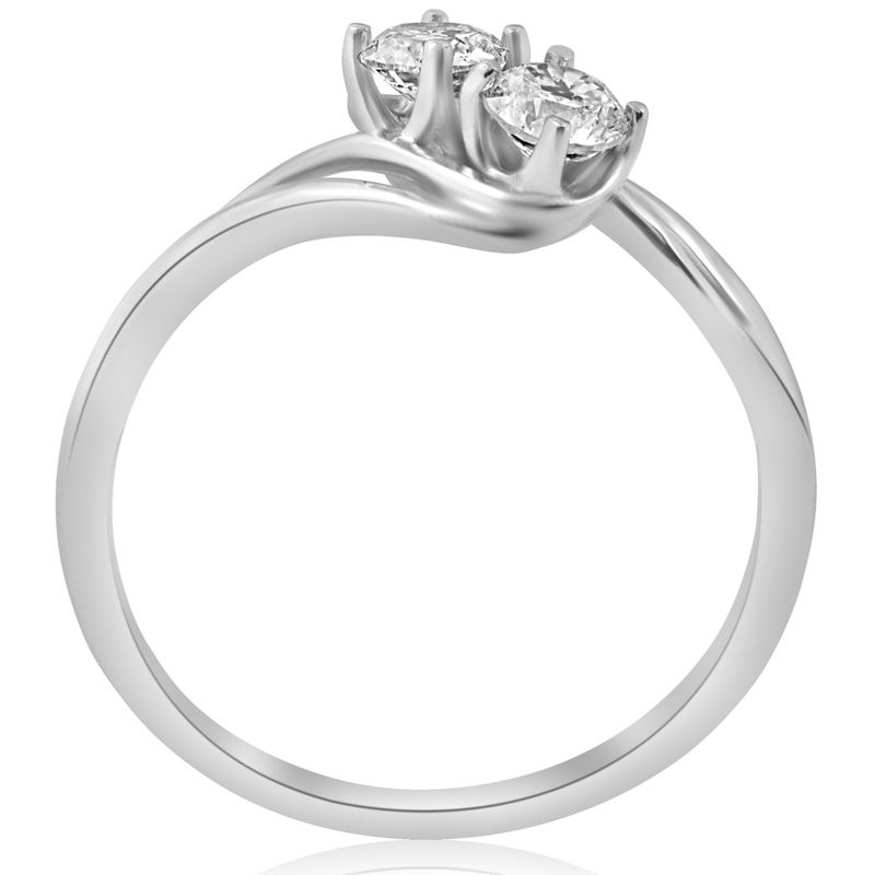 Pompeii3 5/8 ct Two Stone Diamond Forever Us Engagement Ring Solitaire 14k White Gold, 2 of 5