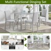 AZL1 Life Concept Dining Sets 5 Piece Wooden Dining Table Set with Crystal Decoration and 4 Upholstered Chairs Set, Silver Grey, 45.5”*28.5“*30" - 4 of 4