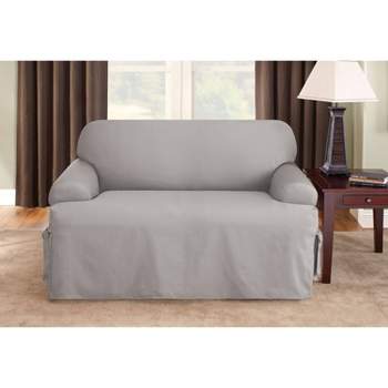 Duck T Cushion Loveseat Slipcover Gray - Sure Fit