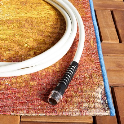 Blue and Rust Abstract Washable Synthetic Runner Rug