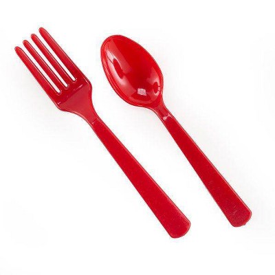 16ct Fork & Spoon Set Red