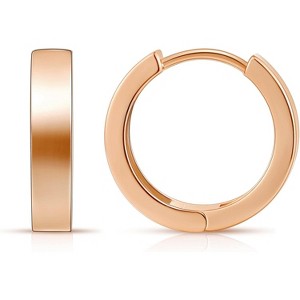 Gold Huggie Hoop Earrings for Women 14k Gold Plated, 1/2 Inch - 1 of 4
