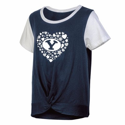 NCAA BYU Cougars Girls' White Tie T-Shirt