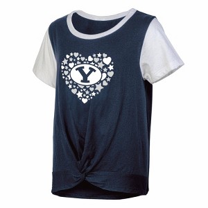 NCAA BYU Cougars Girls' White Tie T-Shirt - 1 of 3