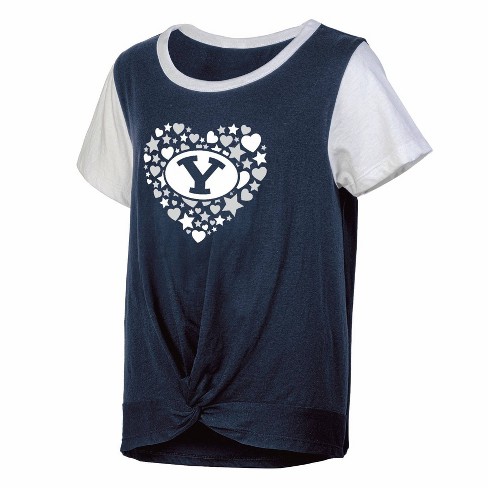 NCAA BYU Cougars Girls' White Tie T-Shirt - image 1 of 3