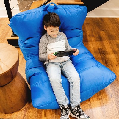 Sapphire Nylon Blend Bean Bag Chair with Curved Back
