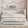 CAVINAS Twin/Full Size Solid Wood Upholstered Daybed Bed Frame with Trundle & 3 Storage Drawers,No Box Spring Needed - 3 of 4