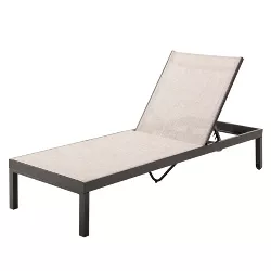 Outdoor Aluminum Movable Adjustable Chaise Lounge Chair with Wheels Beige - Crestlive Products