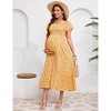 Maternity Square Neck Dress Flutter Sleeve Summer Smocked Midi Dress for Baby Shower Photoshoot - 3 of 4