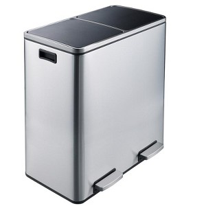 Heim Concept Stainless Steel 60L Stainless Steel Dual Compartment Trash Can - Matt Silver - 1 of 4