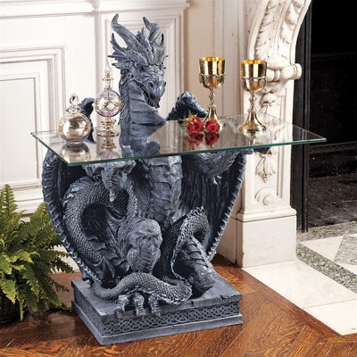 Gray Dragon Sculptural Glass-Top Accent Table