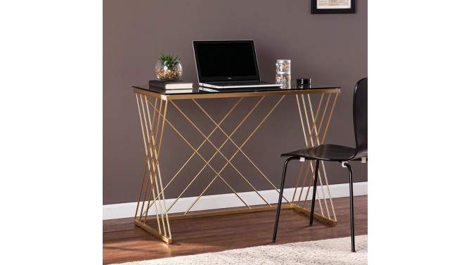 Oaknut Modern Glass Top Desk Gold - Aiden Lane, 2 of 9, play video