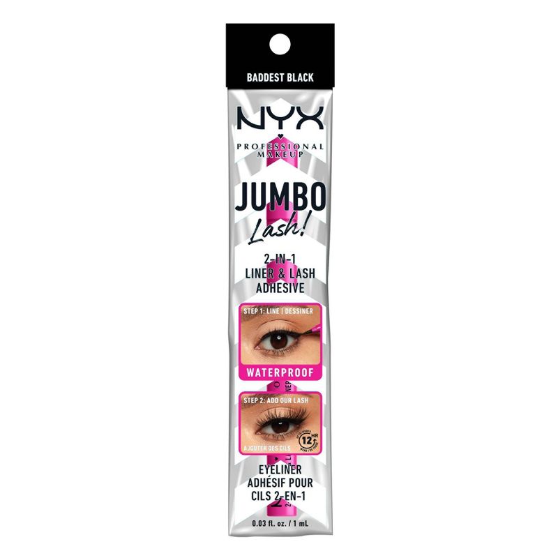 NYX Professional Makeup Jumbo 2-in-1 Eyeliner and False Eyelash Adhesive - Baddest Black - 0.03 fl oz, 5 of 17